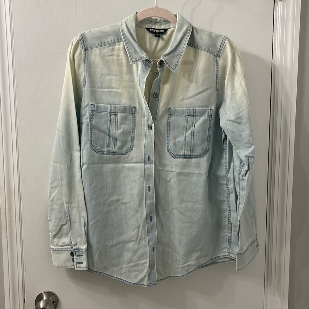 Express Long Sleeve Button Up Chambray Shirt. - image 1